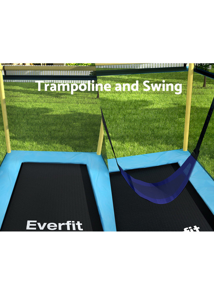 Everfit 6 Foot Rectangle Yellow And Blue Trampoline With Swing And Safety Net Info Image 2