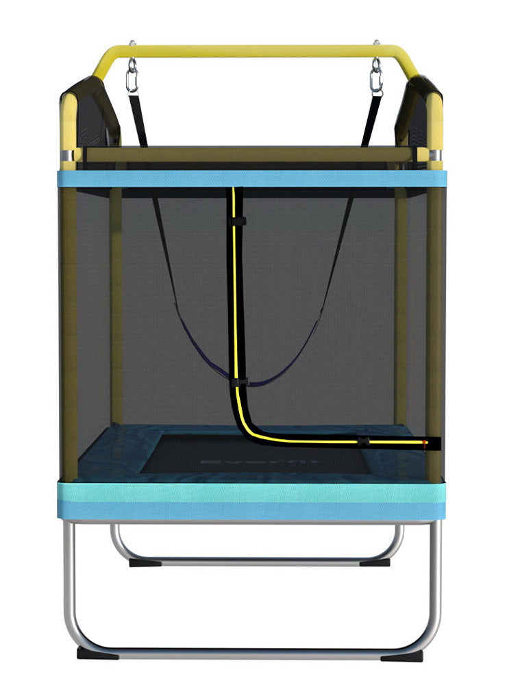 Everfit 6 Foot Rectangle Yellow And Blue Trampoline With Swing And Safety Net Side Image