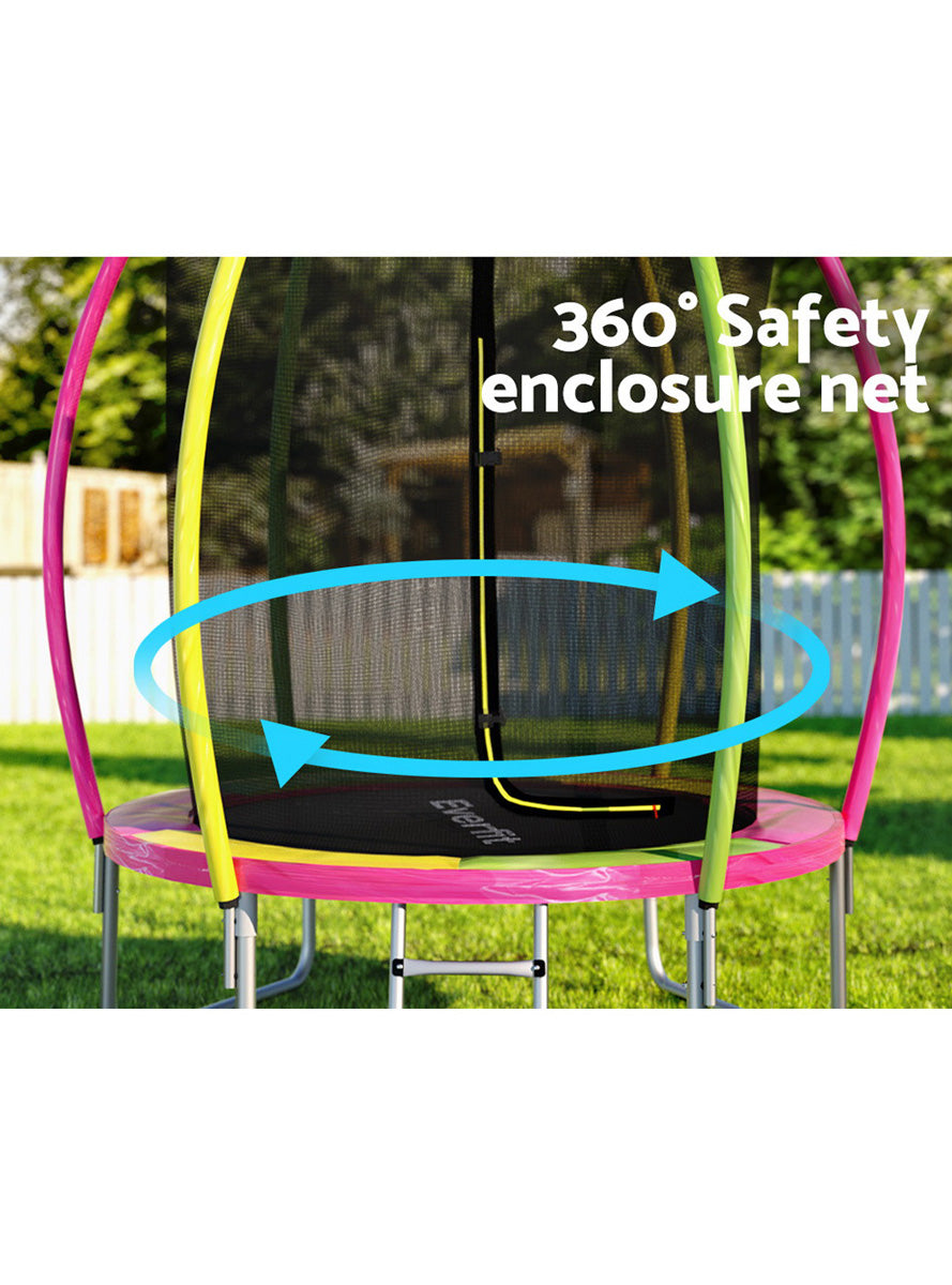 Everfit 6 Foot Yellow Pink And Green Round Trampokine With Safety Net Info Image 1