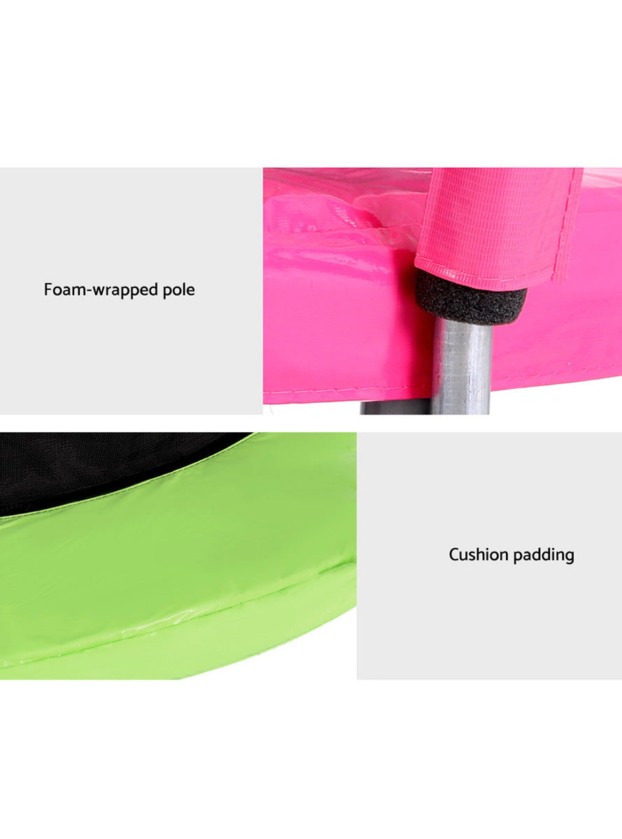 Everfit 6 Foot Yellow Pink And Green Round Trampokine With Safety Net Info Image 3