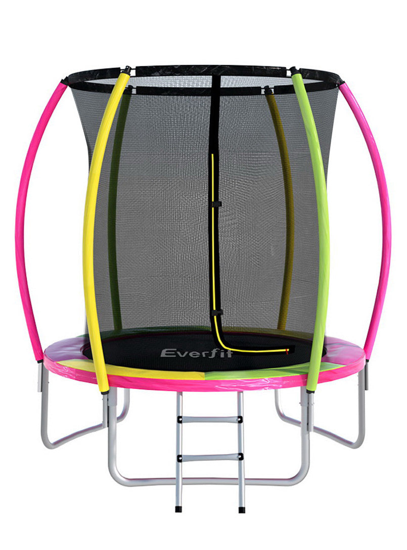 Everfit 6 Foot Yellow Pink And Green Round Trampokine With Safety Net Main Image