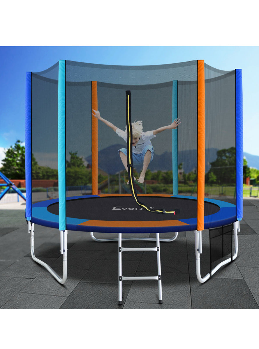 Everfit 8 Foot Orange And Blue Trampoline With Safety Net And Ladder Alternate Image