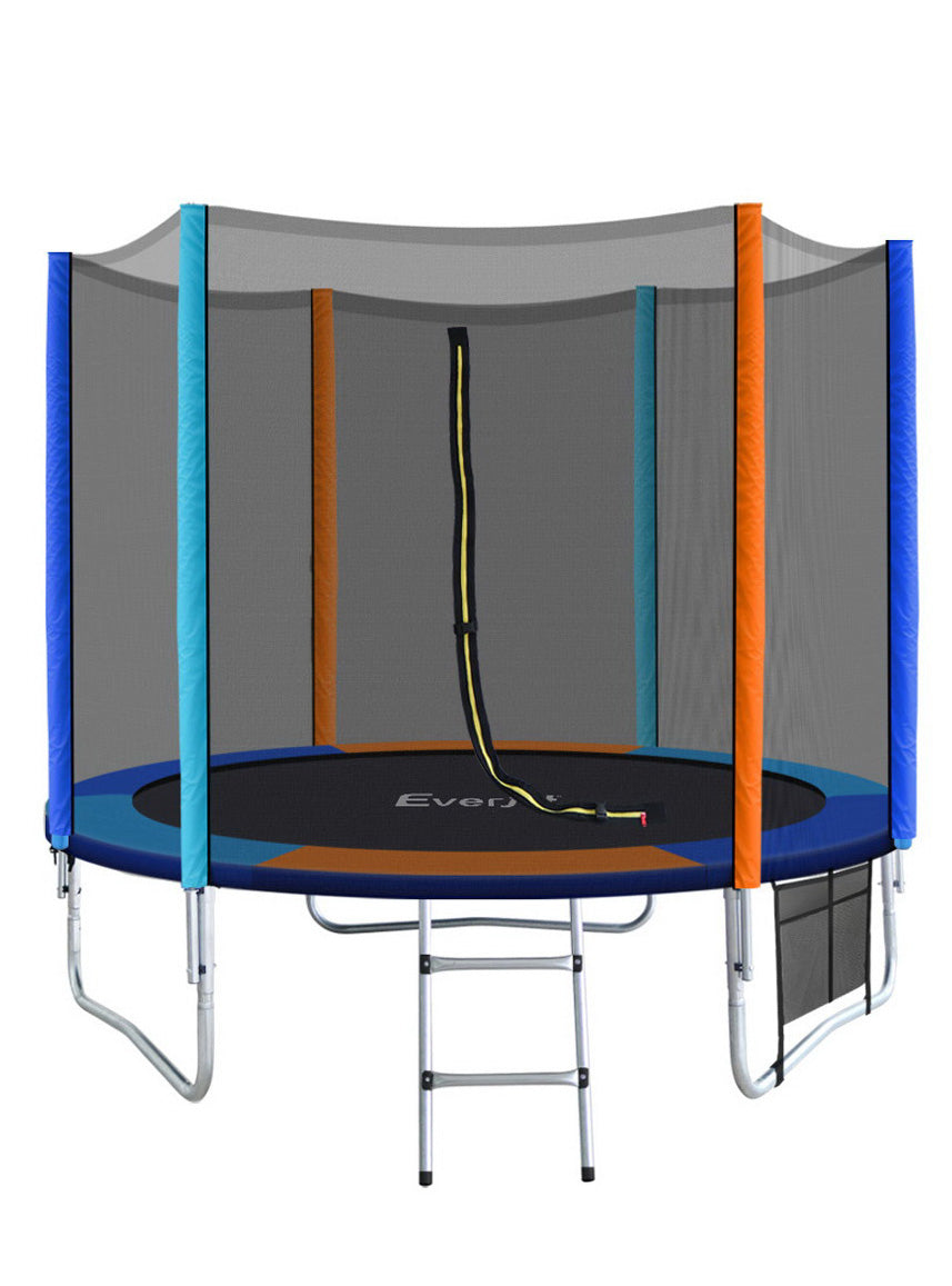Everfit 8 Foot Orange And Blue Trampoline With Safety Net And Ladder Main Image