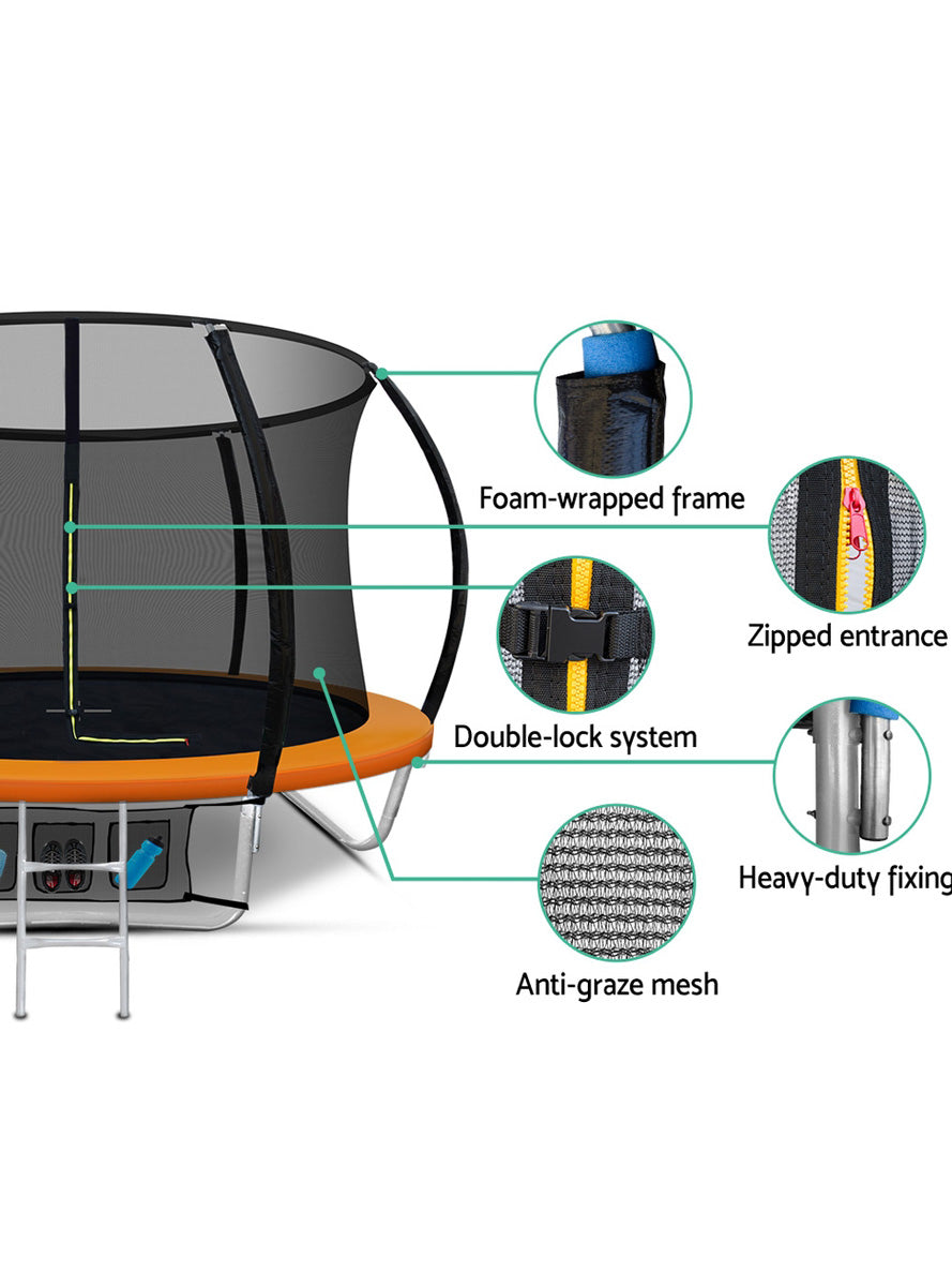 Everfit 8 Foot Orange Round Trampoline With Safety Net Info Image 1