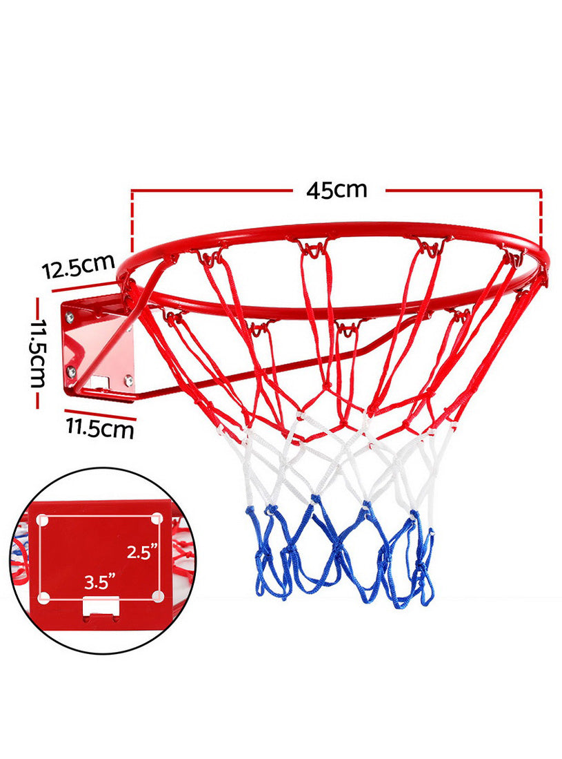 Everfit Basic Red Wall Mounted Basketball Ring With Net Dimensions Image