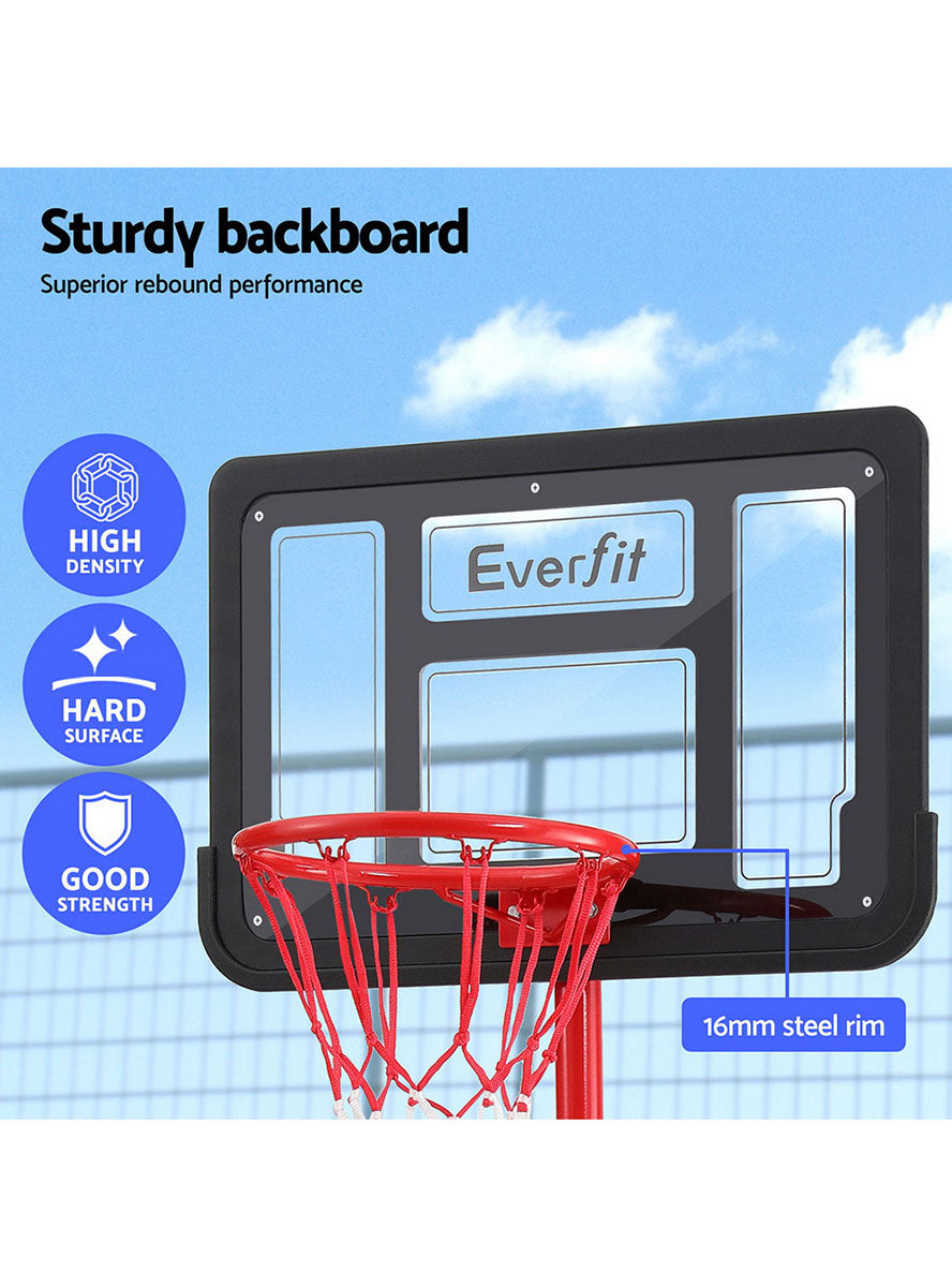 Everfit Kids 160cm Adjustable Basketball Hoop On Stand With Red And Black Details Info Image 2
