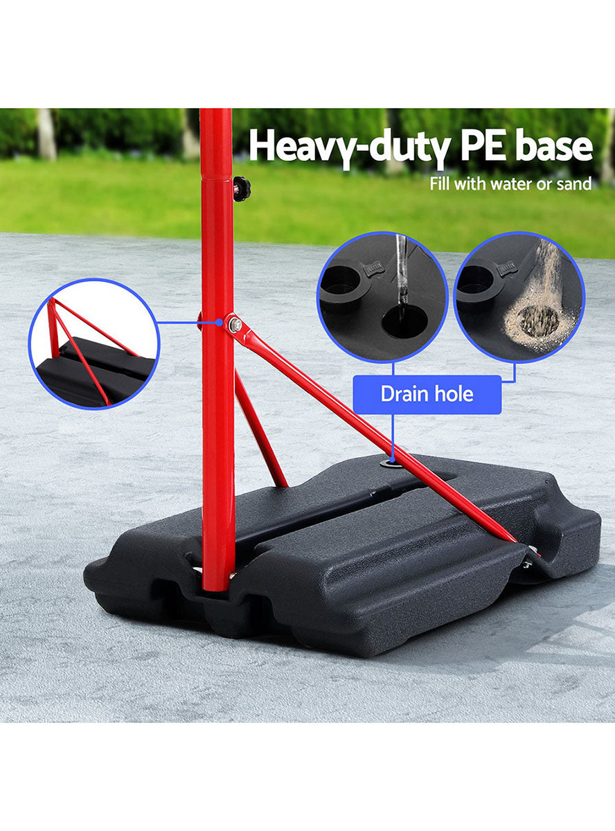 Everfit Kids 160cm Adjustable Basketball Hoop On Stand With Red And Black Details Info Image 3