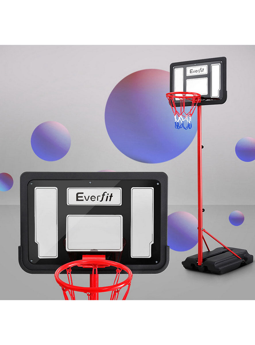 Everfit Kids 160cm Adjustable Basketball Hoop On Stand With Red And Black Details Info Image 4