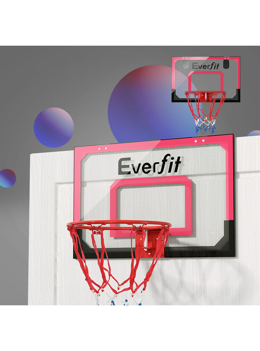 Everfit Wall Or Door Mounted Basketball Hoop With Red And Clear Detailed Backboard Alternate Image