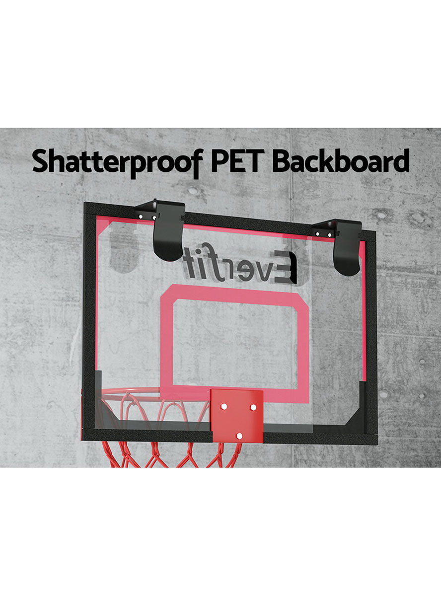 Everfit Wall Or Door Mounted Basketball Hoop With Red And Clear Detailed Backboard Info Image 2
