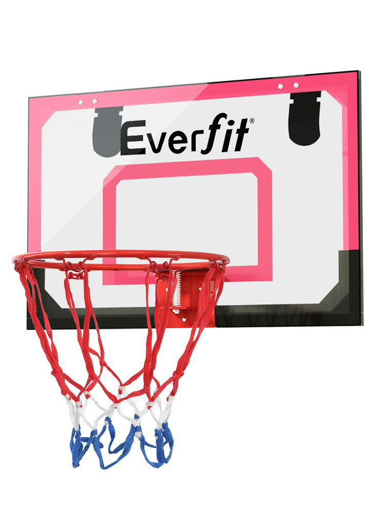 Everfit Wall Or Door Mounted Basketball Hoop With Red And Clear Detailed Backboard Main Image