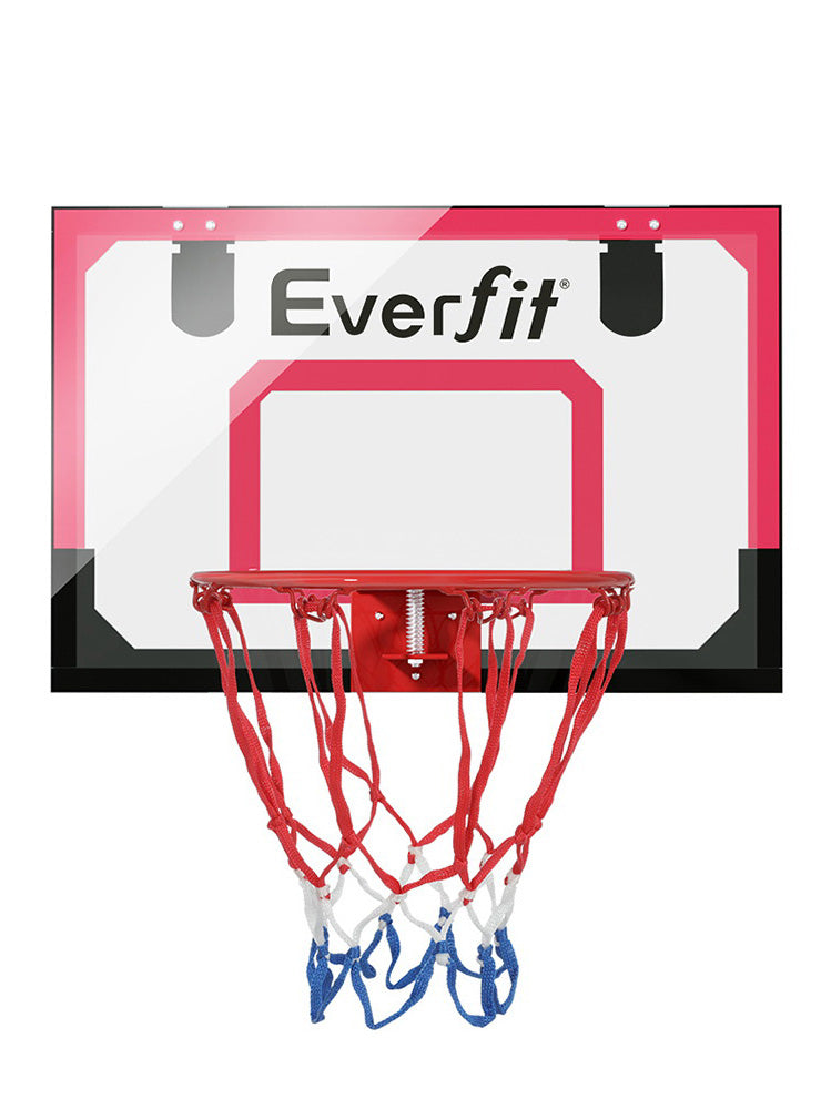 Everfit Wall Or Door Mounted Basketball Hoop With Red And Clear Detailed Front Main Image