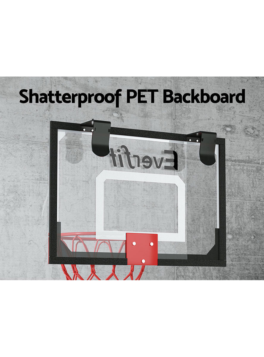 Everfit Wall Or Door Mounted Basketball Hoop With White And Clear Detailed Backboard Info Image 2