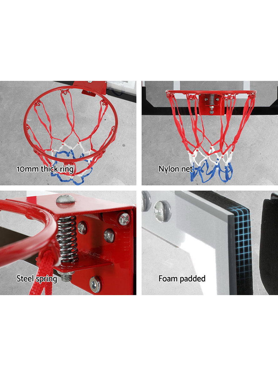 Everfit Wall Or Door Mounted Basketball Hoop With White And Clear Detailed Backboard Info Image 3
