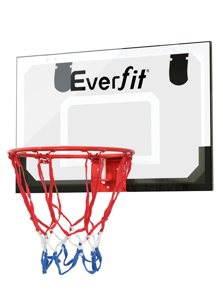 Everfit Wall Or Door Mounted Basketball Hoop With White And Clear Detailed Backboard Main Image