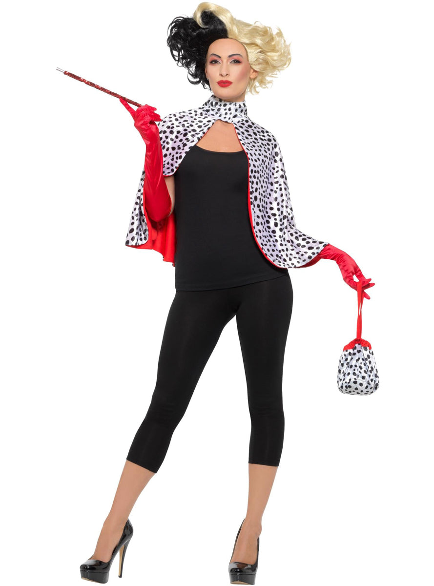 Cruella de Vil Womens Dalmatian print Costume Accessory Set - Main image