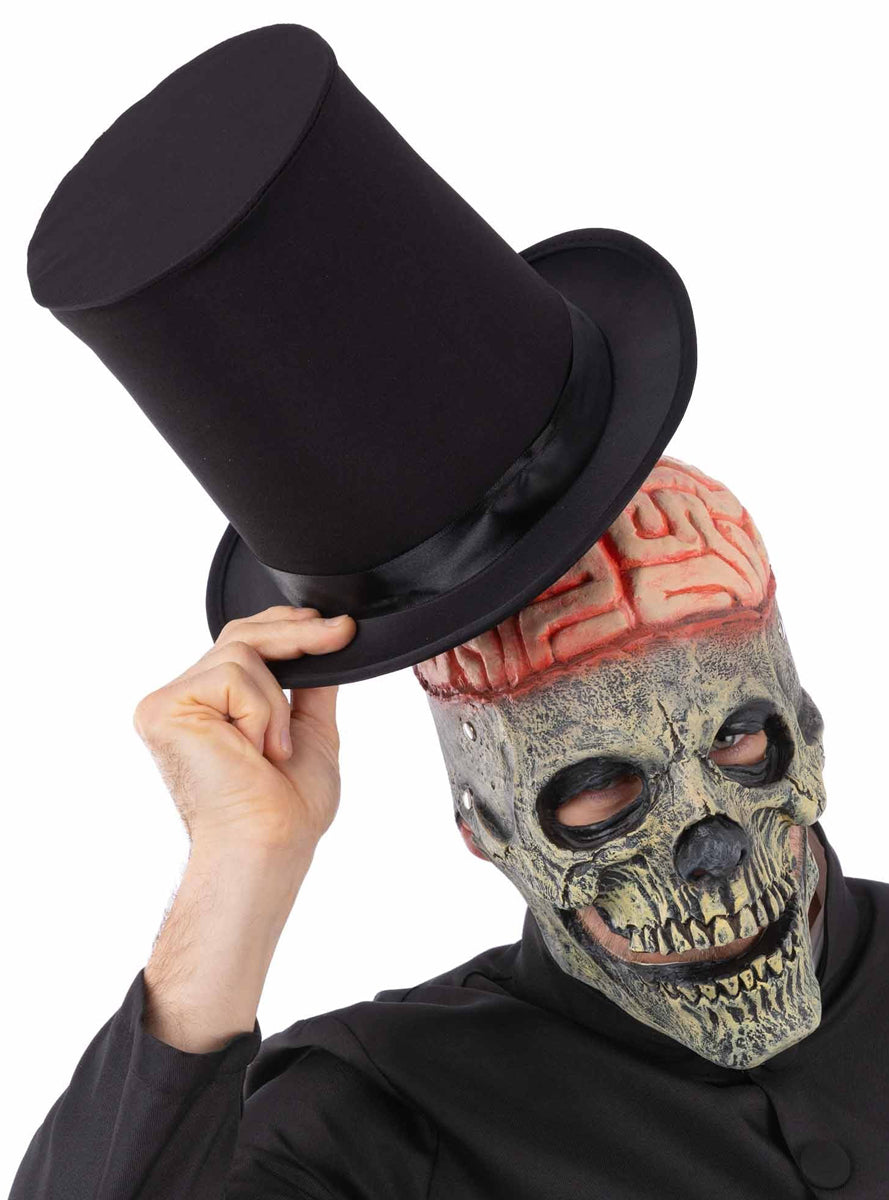 Adults Latex Skeleton Mask with Exposed Brain and Moving Mouth - Alternate Image
