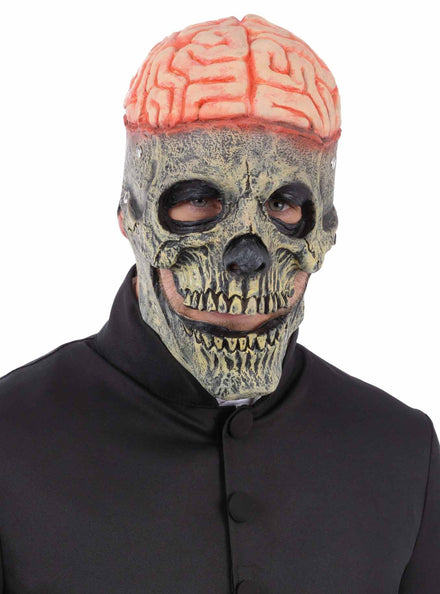 Adults Exposed Brain Latex Skeleton Mask with Moving Mouth - Main Image