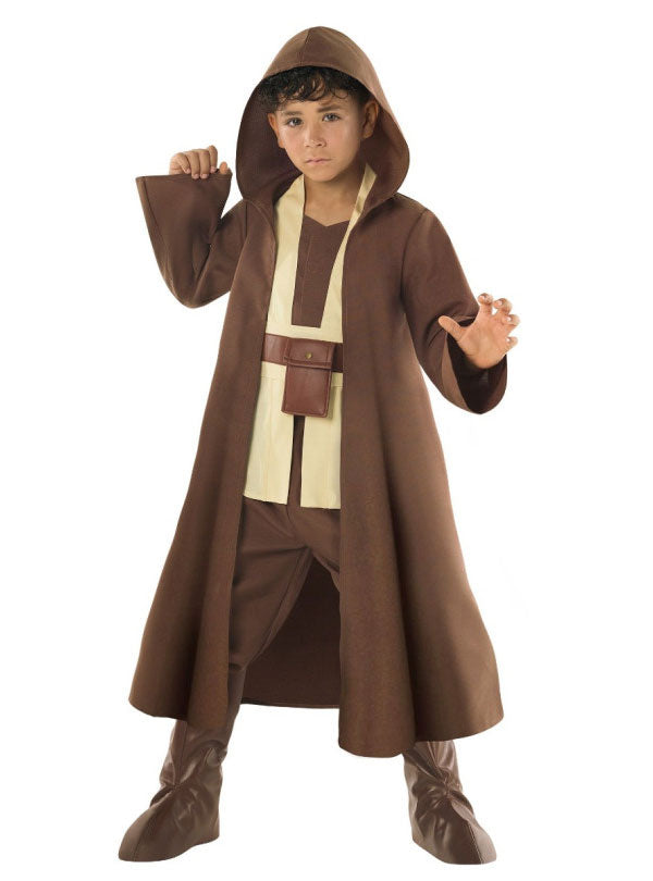 Boys Brown Fantasy Hooded Robe Star Wars Jedi Costume Alternative Image 3