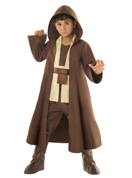 Teen Boys Brown Fantasy Hooded Robe Star Wars Jedi Costume Main Image