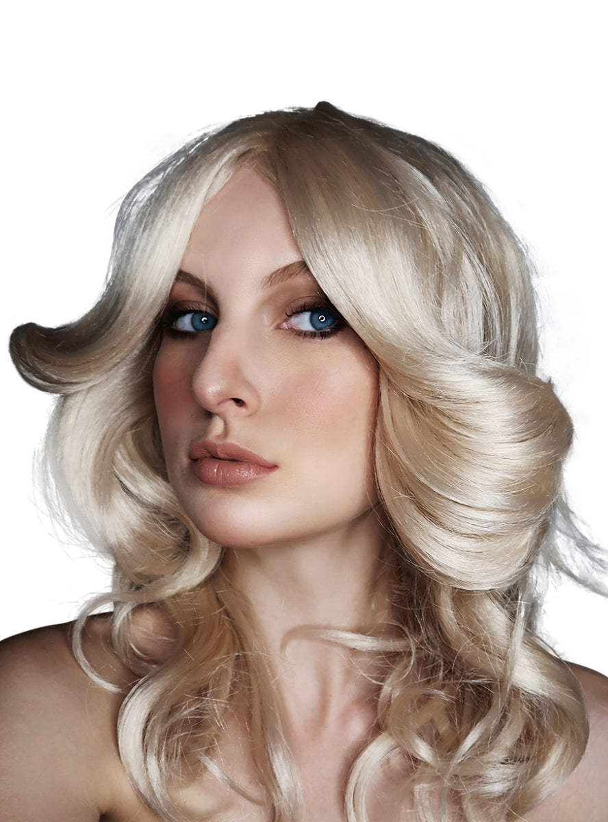 Farrah Womens Blonde 70s Flock Costume Wig - Alternative Image 2