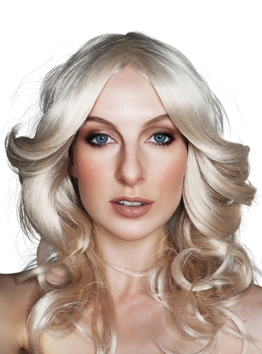 Farrah Womens Blonde 70s Flock Costume Wig - Main Image
