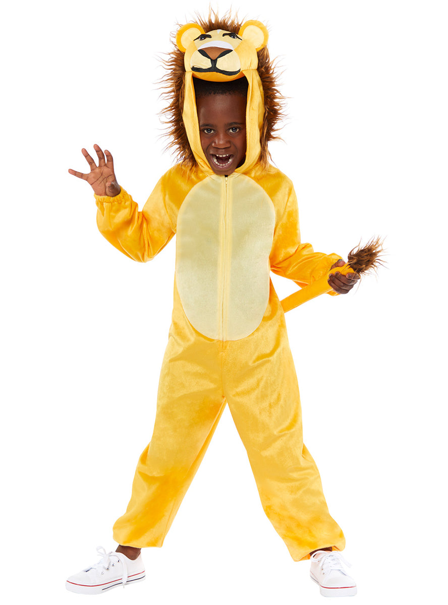 Ferocious Yellow Lion Kids Animal Onesie Costume - Main Image