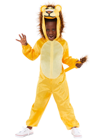 Ferocious Yellow Lion Kids Animal Onesie Costume - Main Image