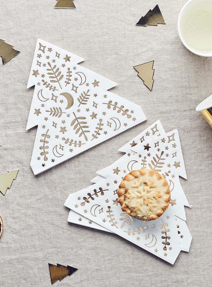 Christmas Tree Lunch Napkins 16 Pack - Lifestyle Image