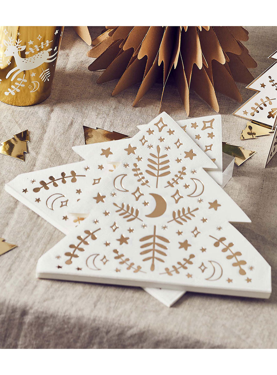 Christmas Tree Lunch Napkins 16 Pack - Lifestyle Image 2