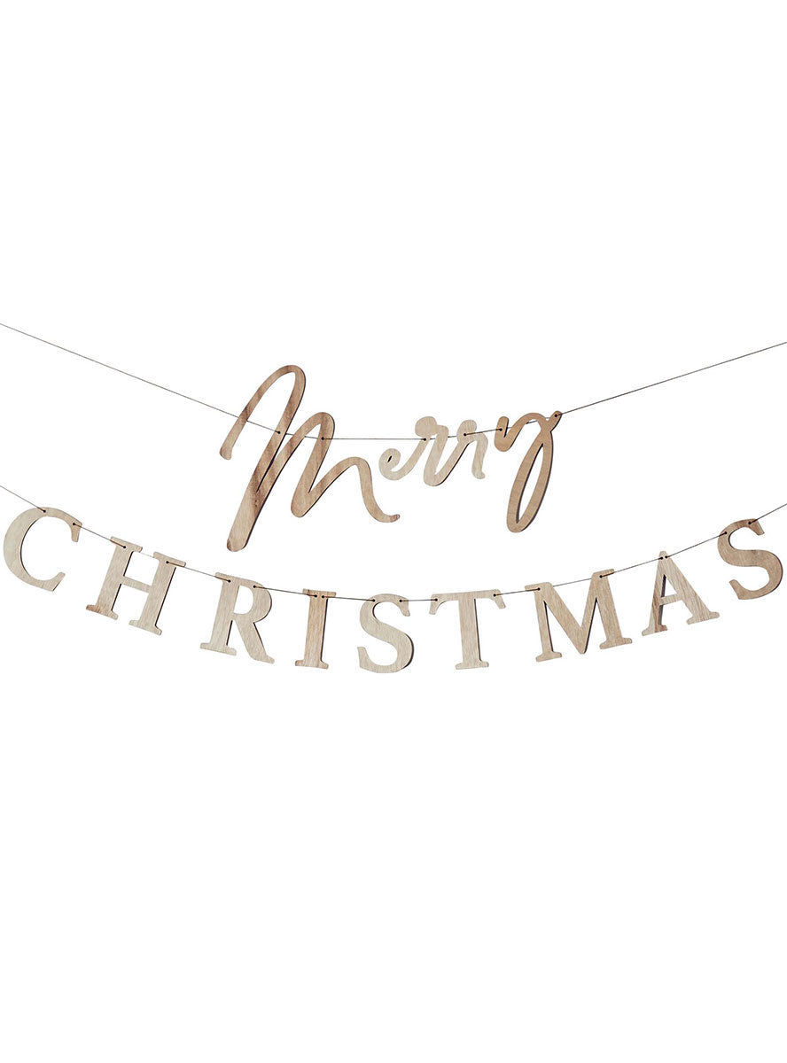 Wooden Merry Christmas Hanging Garland - Main Image