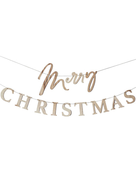 Wooden Merry Christmas Hanging Garland - Main Image