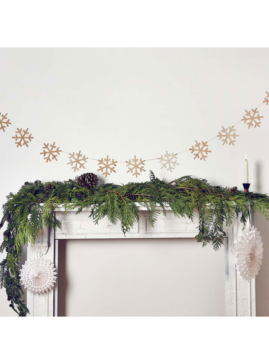 Wooden Snowflake Christmas Garland - Lifestyle Image 2