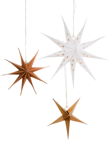 Hanging Christmas Star Decorations 3 Pack - Main Image