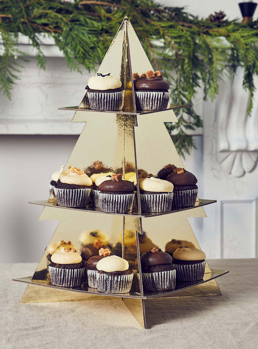 Gold Christmas Tree Cupcake Stand - Lifestyle Image