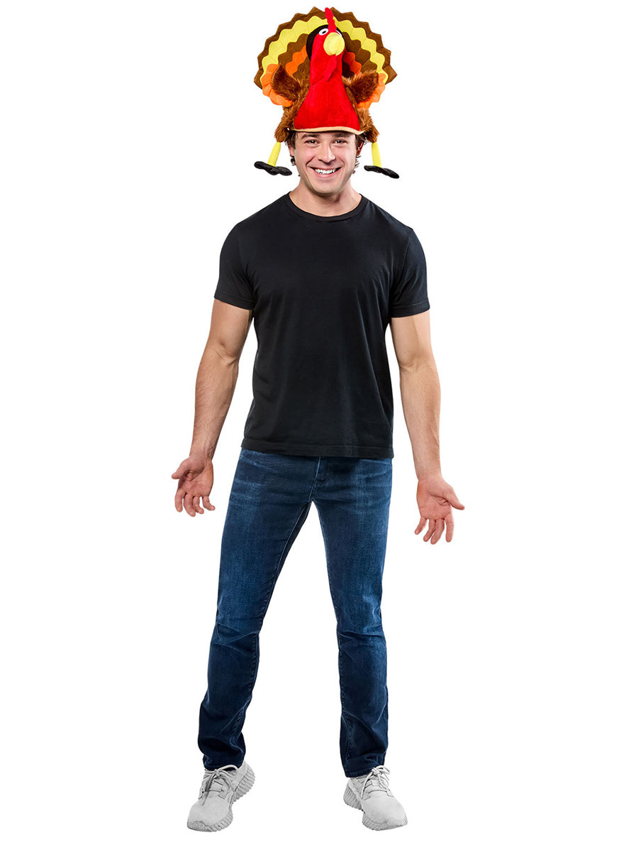 Festive Turkey Adults Novelty Costume Hat – Main Image