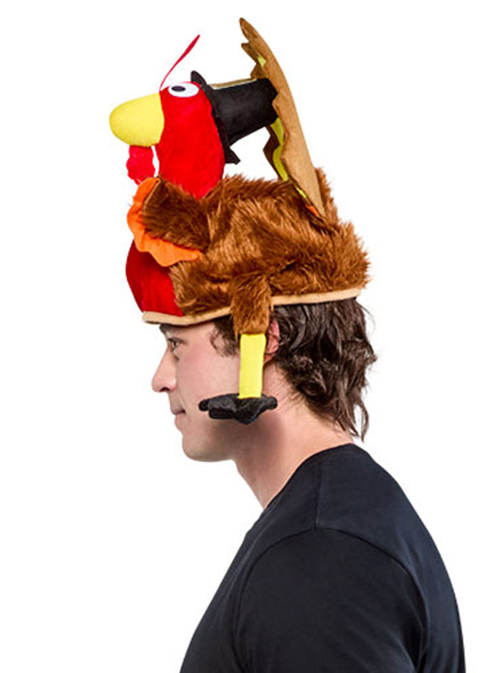 Festive Turkey Adults Novelty Costume Hat – Side Image 3