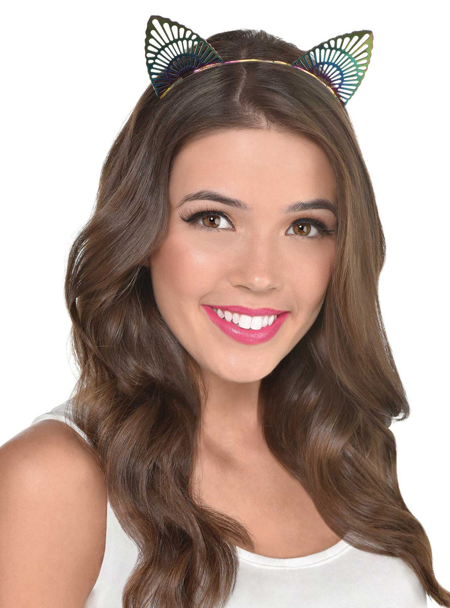 Filigree Metallic Rainbow Cat Ears - Main Image