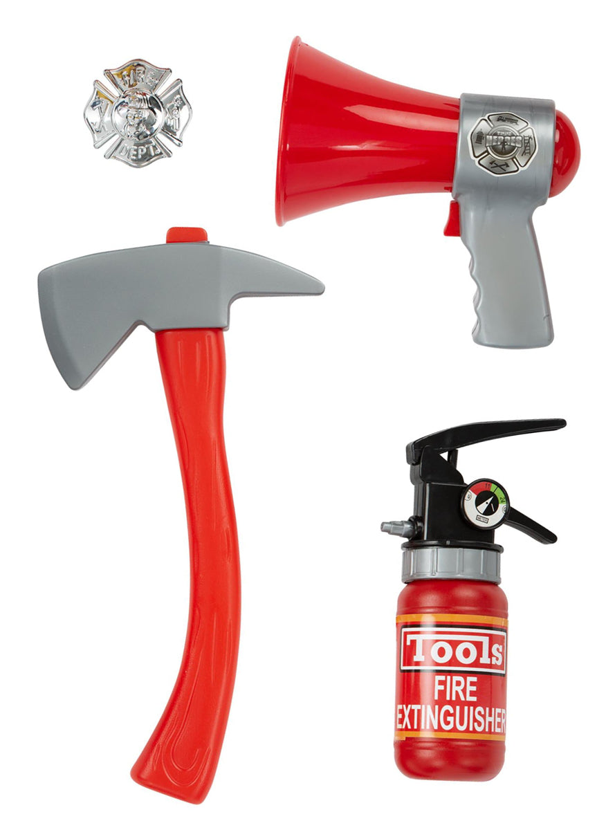 Firefighter Kids Axe badge and fire extinguisher costume accessory set - Main Image