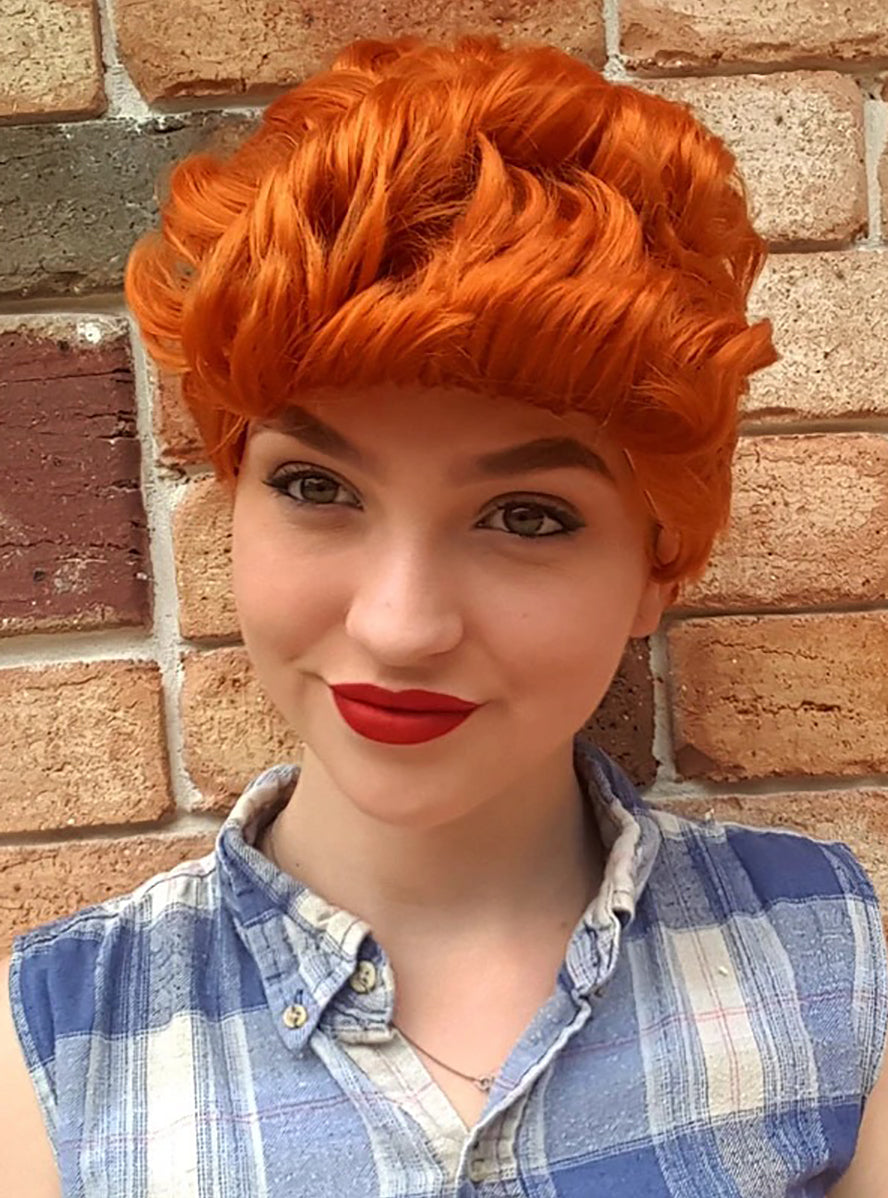 Fire Red Womens Short Costume Wig