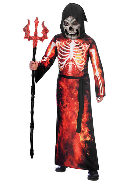 Boys Flame Reaper Red And Black Halloween Costume - Main Image