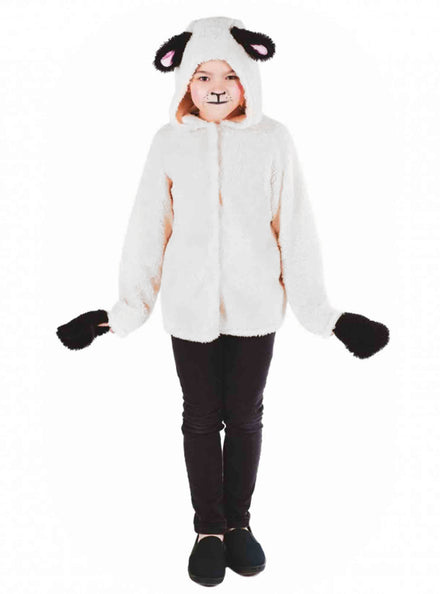 Kids Fleecy White Sheep Animal Costume For Christmas Dress Up