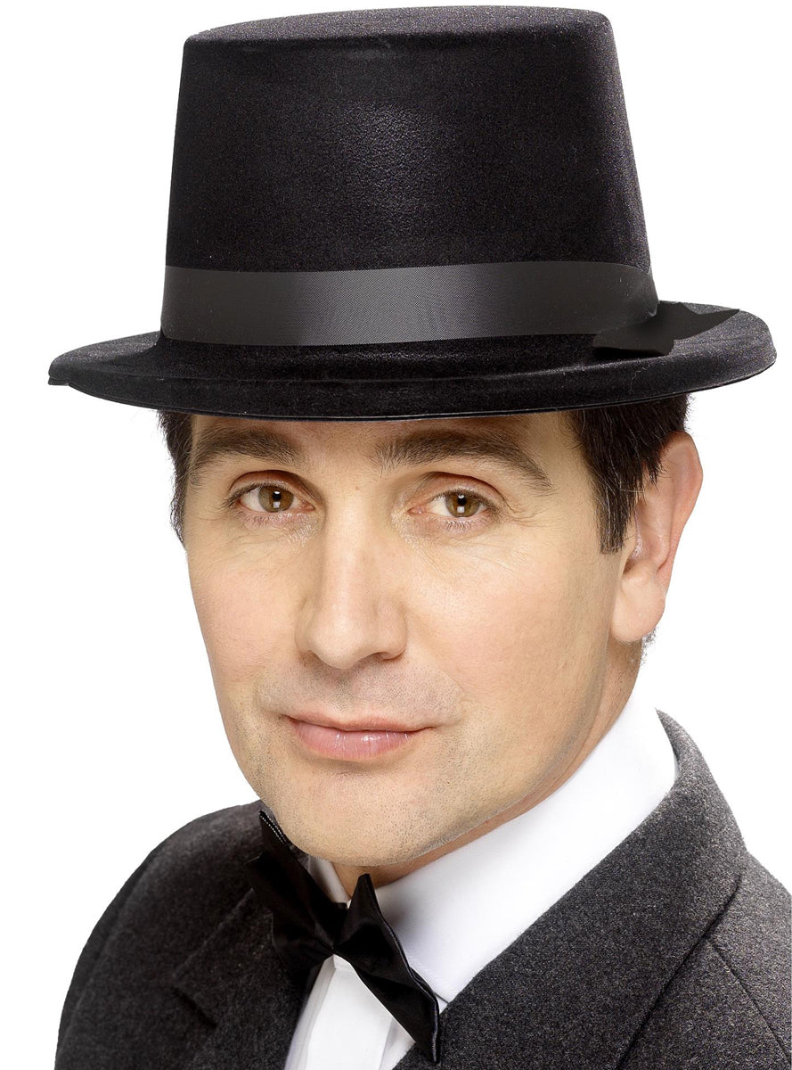 Flocked Black Adults Top Hat