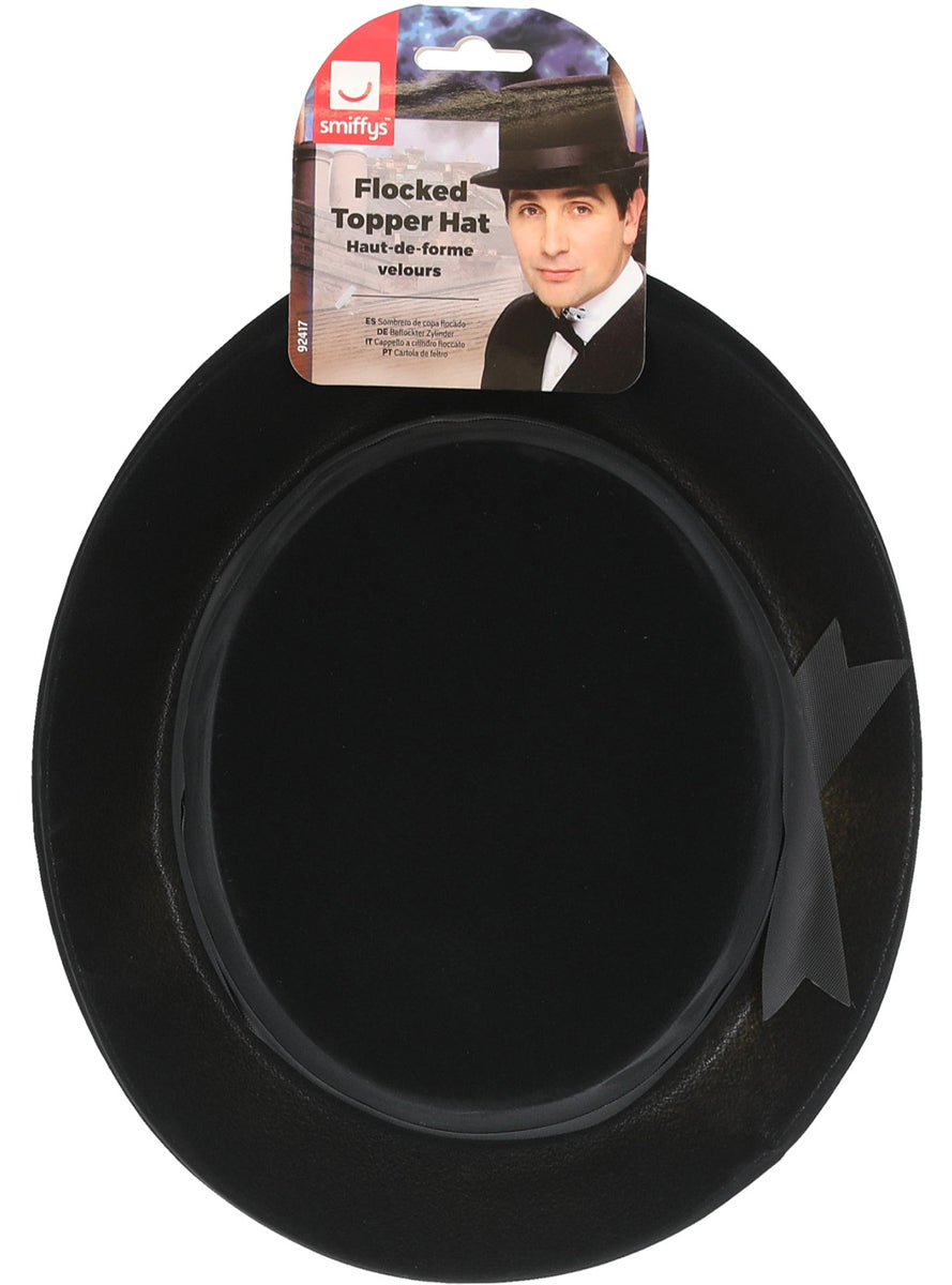 Flocked Black Adults Top Hat
