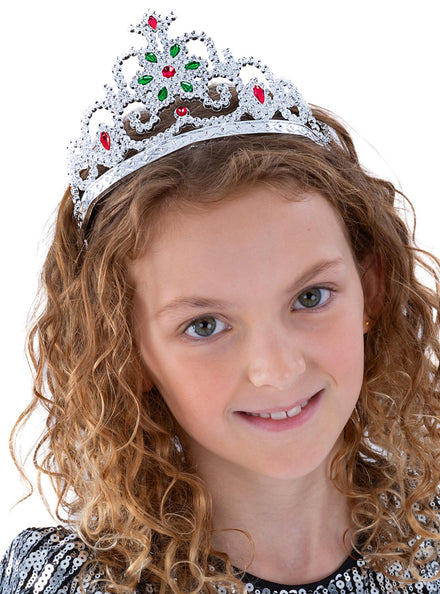 Girls Silver Flower Princess Tiara Accessory - Main Image