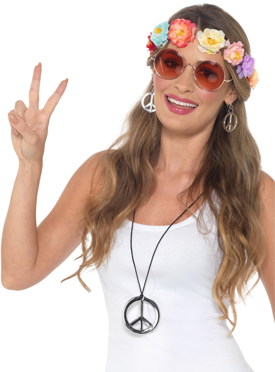 Flower Hippie Womens 60s Costume Accessory Set - Main Image