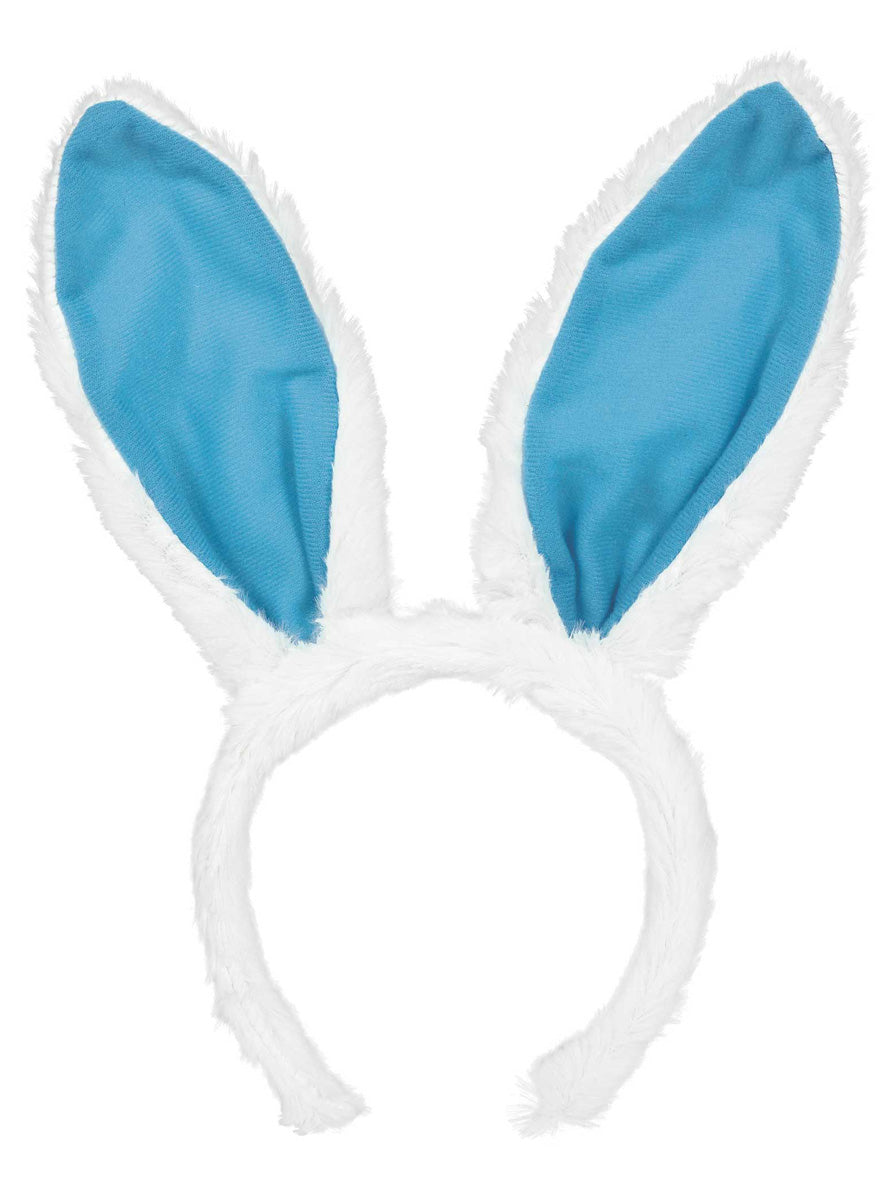 Fluffy White And Blue Easter Bunny Costume Ears - Main Image
