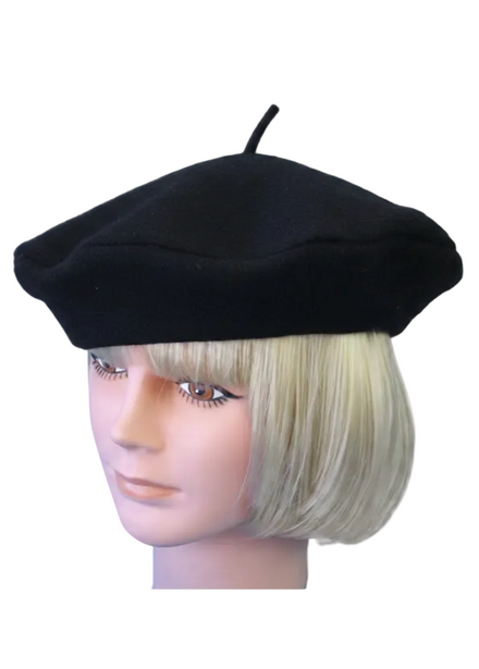 womens black french costume beret - main image