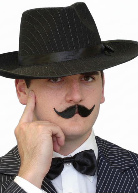 French Inspector Mens Black Costume Moustache - Main Image
