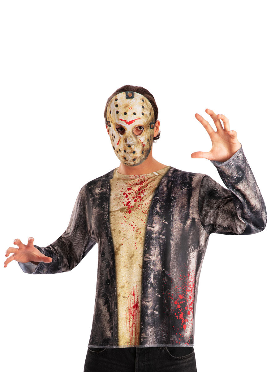 Friday The 13th Jason Mens Halloween Costume Top And Mask Set - Alternative Image
